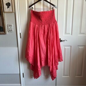 Lane Bryant hot pink boho strapless asymmetrical dress